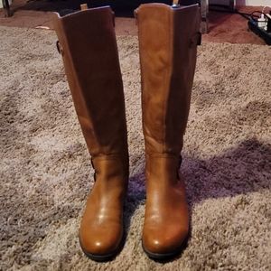 Naturalizer Brown Leather Boots - 7.5M -WIDE CALF